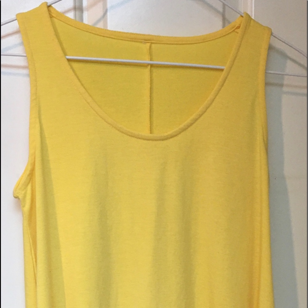 Long, bright yellow tunic tank top; size small
